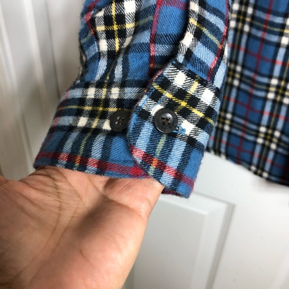 L.L. Bean Soft Cotton brushed Blue Yellow Red Plaid Button Down Shirt L Regular - Picture 8 of 13